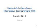 Rapport de la Commission Interréseaux des inscriptions (CIRI) - exercice 2018