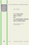 La valeur de l'Etat et la signification de l'individu