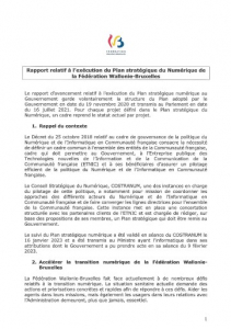 Rapport relatif à l'exécution du Plan stratégique du Numérique de la Fédération Wallonie-Bruxelles (2023)