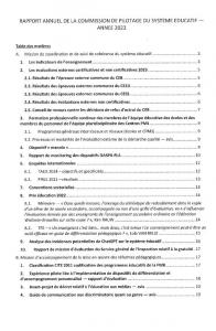 Rapport annuel de la Commission de pilotage du système éducatif - Année 2023